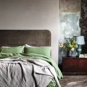 100% Linen Bed Sheets Plain Colored 4 Piece French Flax Linen Bedding Set Solid Color Duvet Pure Linen Bed Sheets