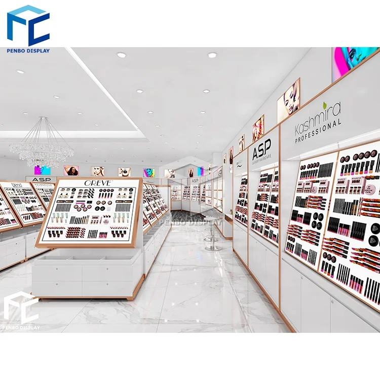 Customized Retail Makeup Cosmetic Shop Interior Design Factory Sale Cosmetic Shop Display Furniture