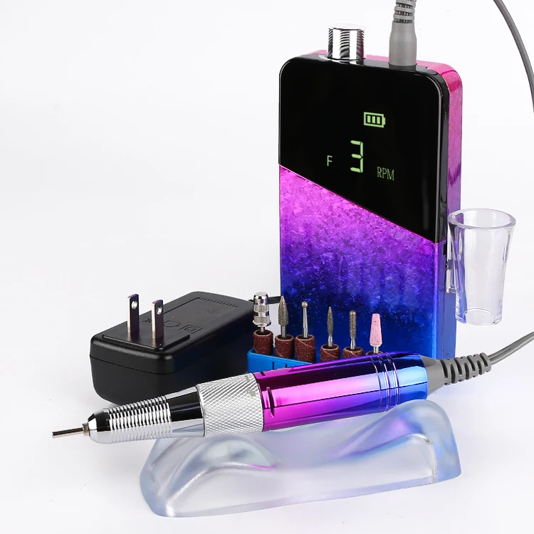 YAQIN Заводская оптовая цена 35000 об/мин градиентная портативная электронная пилка Беспроводная электрическая дрель для ногтей полировщик ухода за ногтями