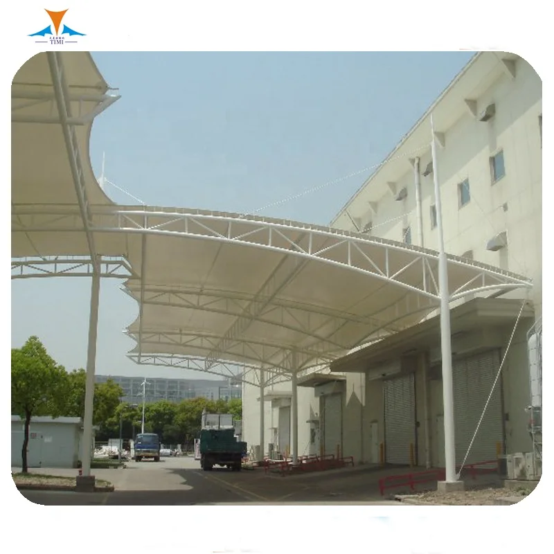 Professional Steel Truss Frame PVDF Fabric Roof CE Certified High Wind Resistance Durable 15-30 Year Lifespan Car Parking Canopy