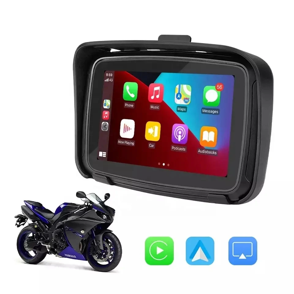 Portable Ipx7 Waterproof Motorcycle Display Touch Screen GPS Navigation Wireless Carplay for Motorcycle Carplay Android Auto