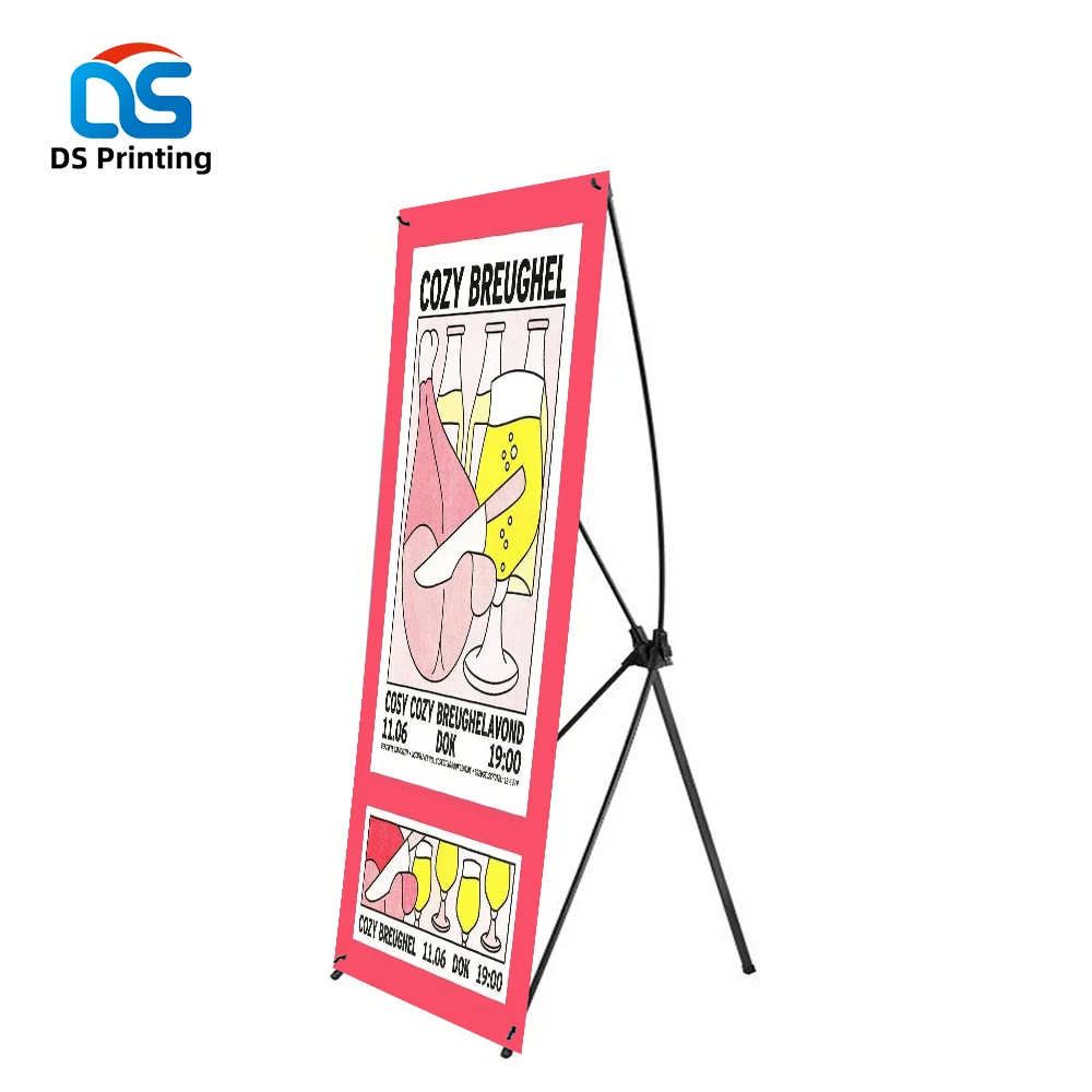 Custom Display X-frame Banner Stand Advertising Display Marketing Waterbase Bamboo X Flex Banner Stand Size 60 X 160 cm