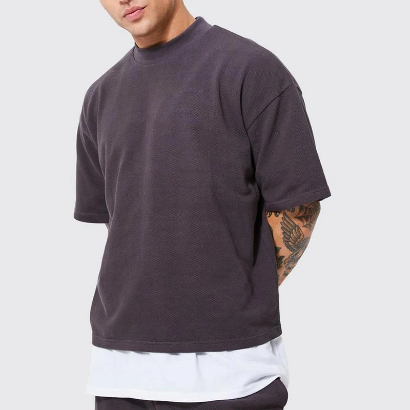 Oversized Crop Boxy Fit Tshirt Mens 100 Cotton Drop Shoulder