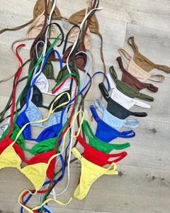 Customize New Sexy Two Piece Bikini  Triangle Swimwear Solid Color Swimsuit Split Fashion Swimwear