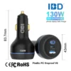 Black 130W Plastic Fast Car Charger