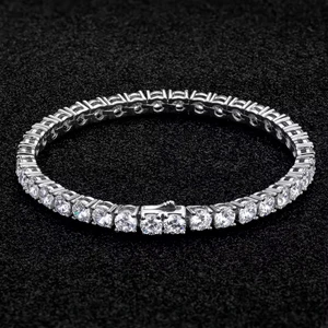 High Quality Quality and Price of 925 Sterling Silver 18k Gold Plated Moissanite Diamond Cuban Chain Bracelets for Men