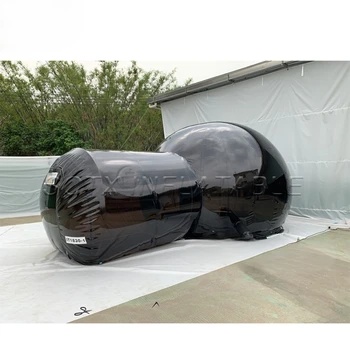Beautiful 5m Inflatable Bubble Tent With Tunnel Black Transparent Dome Hotel For Outdoor Camping Free Air Blower