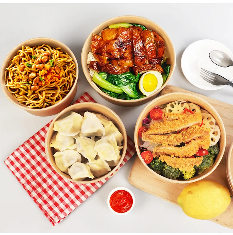 16oz 26oz 32oz 40oz Disposable Eco-friendly Disposable Kraft Paper Bowl ...