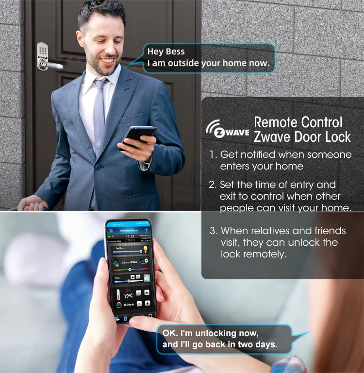 Locstar Z Wave Password Waterproof Small Zwave Lock Card Door Handle Wireless Keyboard Zwave