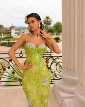 Lime Green Maxi Dress with Sparkly Beads and Sequins Lime Green Maxi Dress with Sparkly Beads and Sequins
