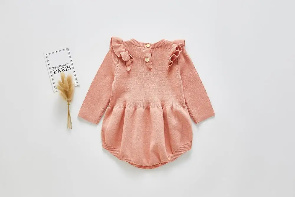 
 малышей Осенняя хлопчатобумажная ползунки для маленьких девочек длинные рукава-крылышки: комбинезон с длинными рукавами  