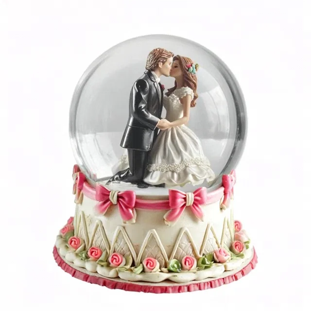 Resin 100mm Romantic Snow Globe - Perfect Wedding Gift