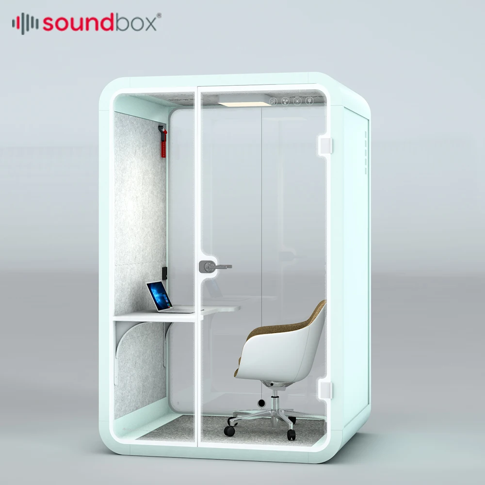 Portable Soundbox Silence Booth 2 Person Meeting Pod Soundproof Prefab Cabin With Light Office Pod