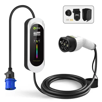 Zencar Model E 7kW portable EV charger 32A electric car charger with  blue CEE Temperature sensor Type 2 EV charging station
