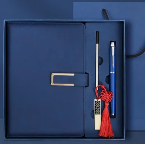 Wholesale Corporate Leather Notebook Gift Sets Customizable Luxury A5 Diary Notebook Gift Box With Pen and USB