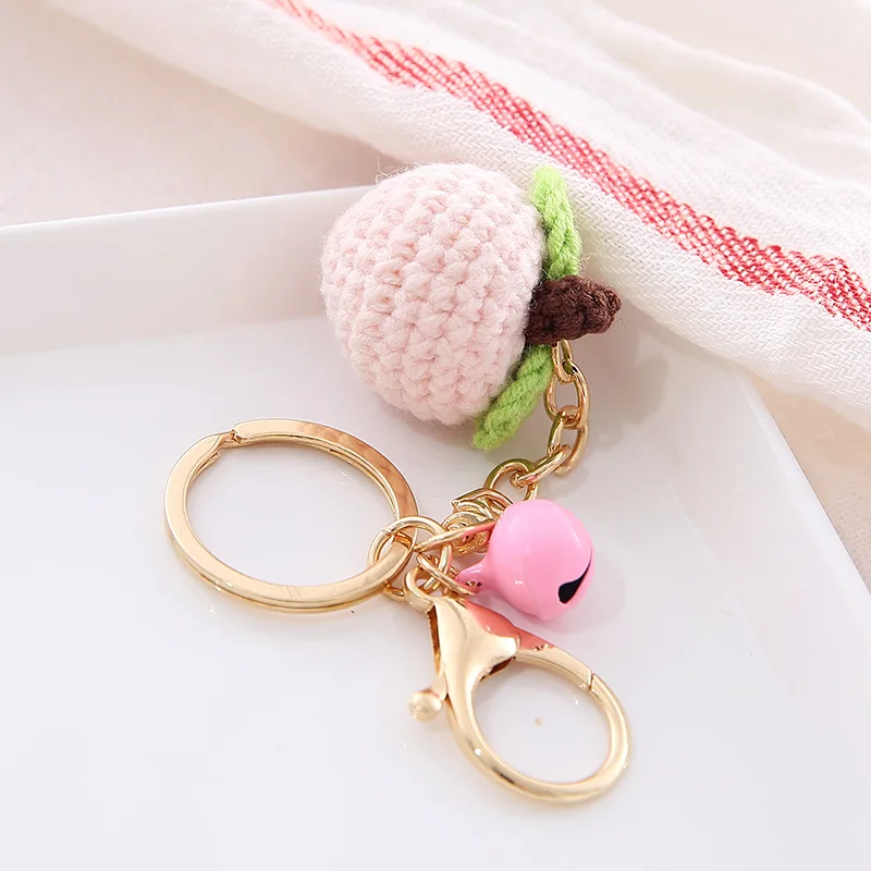 Popular Gifts Fruits Knitted Yarn Thread Key Chain 3D Handmade Cotton Rope  String Macrame Keychain in Bulk