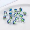 Royal blue, green and purple