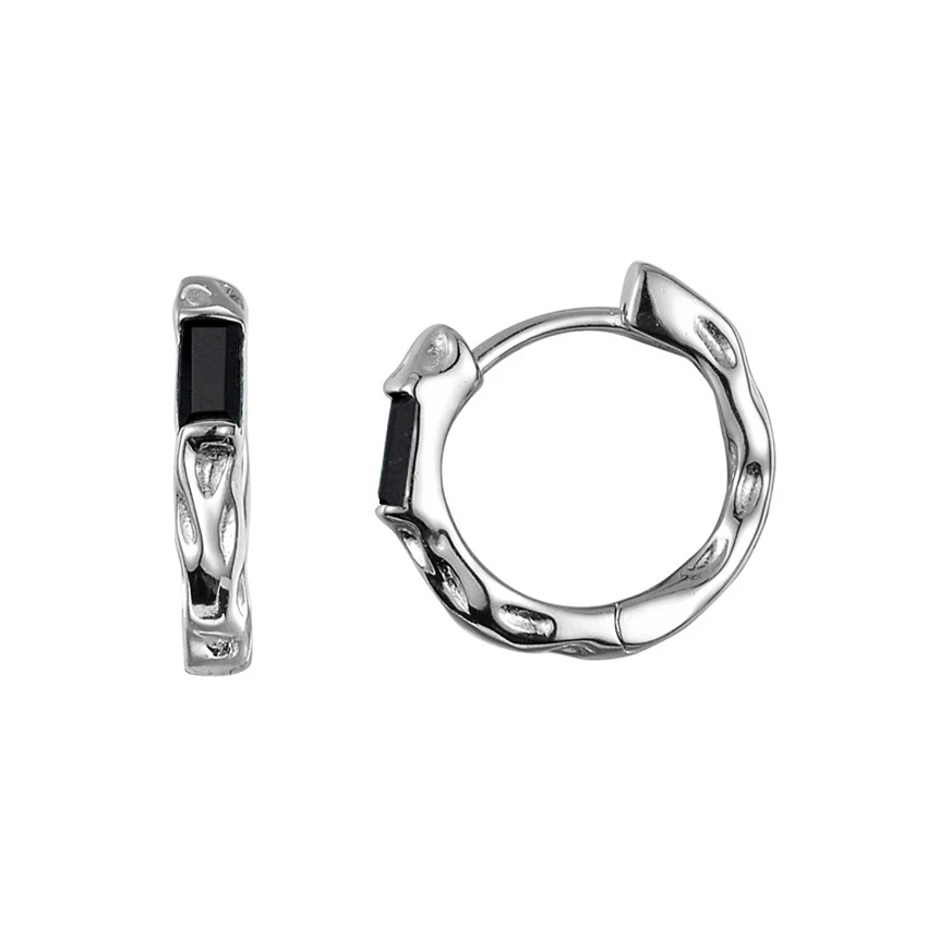 Green Cubic Zirconia Small Hoop Earrings Real S925 Sterling Silver Elegant Green Zircon Inlaid Earrings for Women