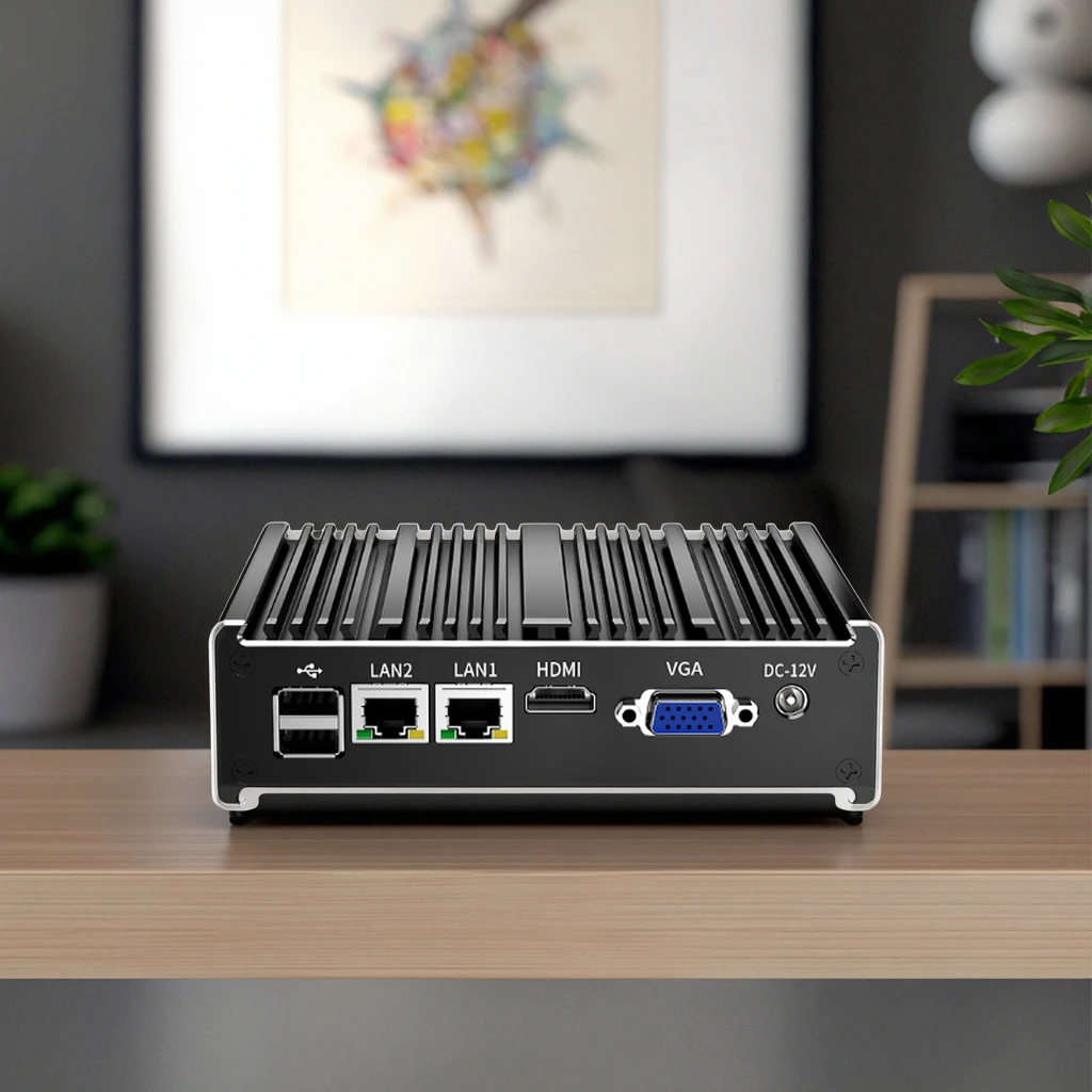 Made in China Cheap Dual Core Intel Celeron N2840 DDR3L Mini Industrial Computer Fanless Dual Gigabit LAN 4GB RAM and 128GB SSD