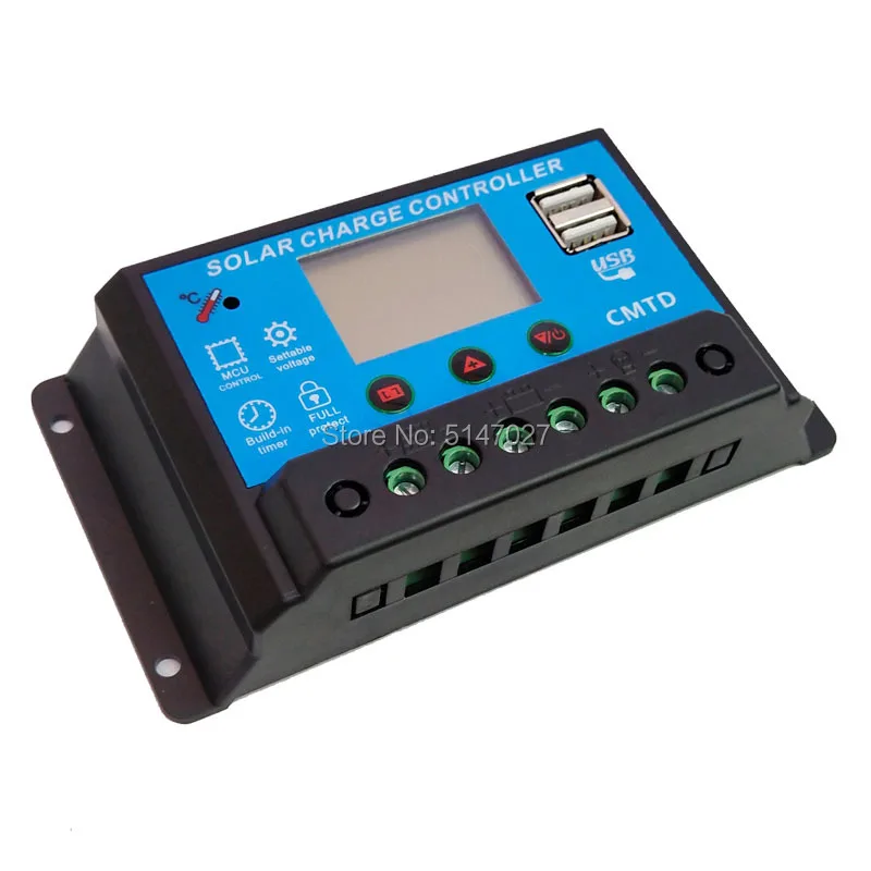 Régulateur Solaire 12V/24V 20A CMTD-A2420 - Pour Batteries Plomb, Camping-car, Maison Autonome