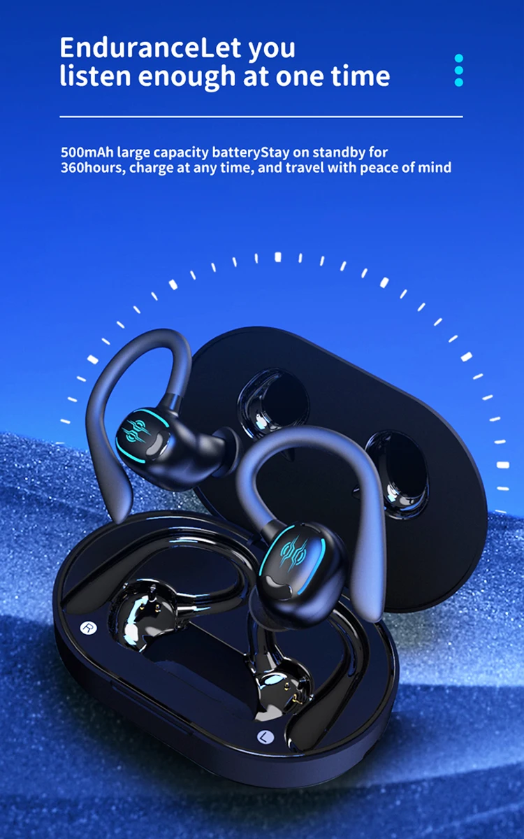 Portable Earphones Blue Tooth 5.3 Hifi Sound Reduction Comfortable 