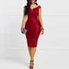 Red Lace Bride Gown Mermaid Midi Dress