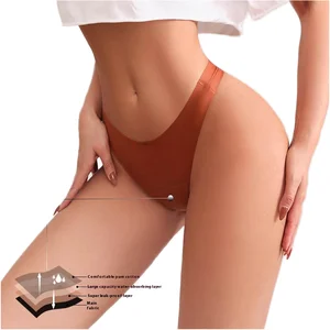 Women's T-shaped Four-Layer Physiological Underwear with Logo on Waist Cross-Border Traceless Stock for Aunts Wholesale
