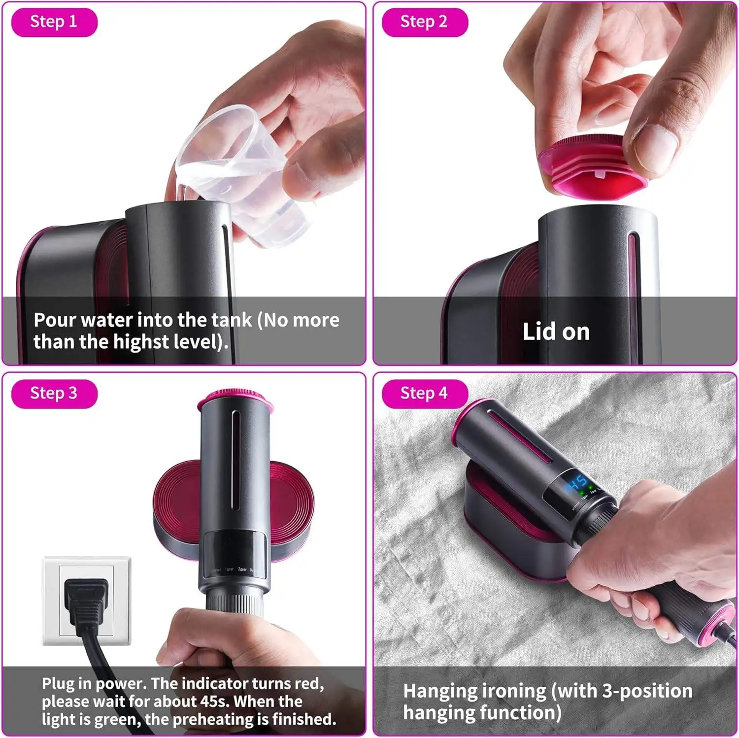 1200W Portable Handheld Clothes Garment Fabric Steamer USB Rechargeable Electric Clothes Steamer