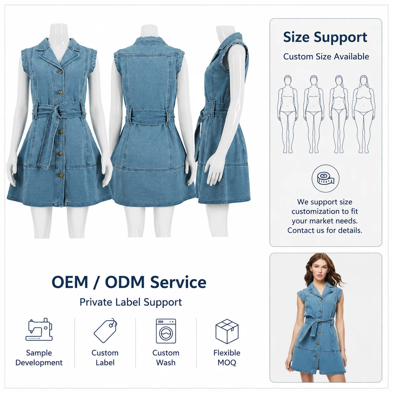 Classic Collar Button Front Skinny Fit Sleeveless Straight Denim Mini Dress for Women Summer Casual Light Wash