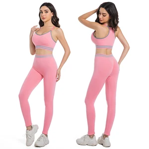 OEM Women's Yoga Suit Seamless Pants Sports Suit High-quality Sports Underwear Set for Women  Cushion Sportswear Sports Bra Set