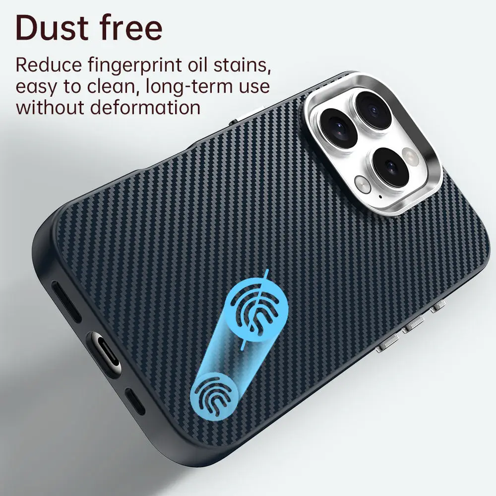 product carbon fiber slim mobile phone case metal button anti drop full protective cover for iphone 17 air 12 13 14 16 15 pro max-3