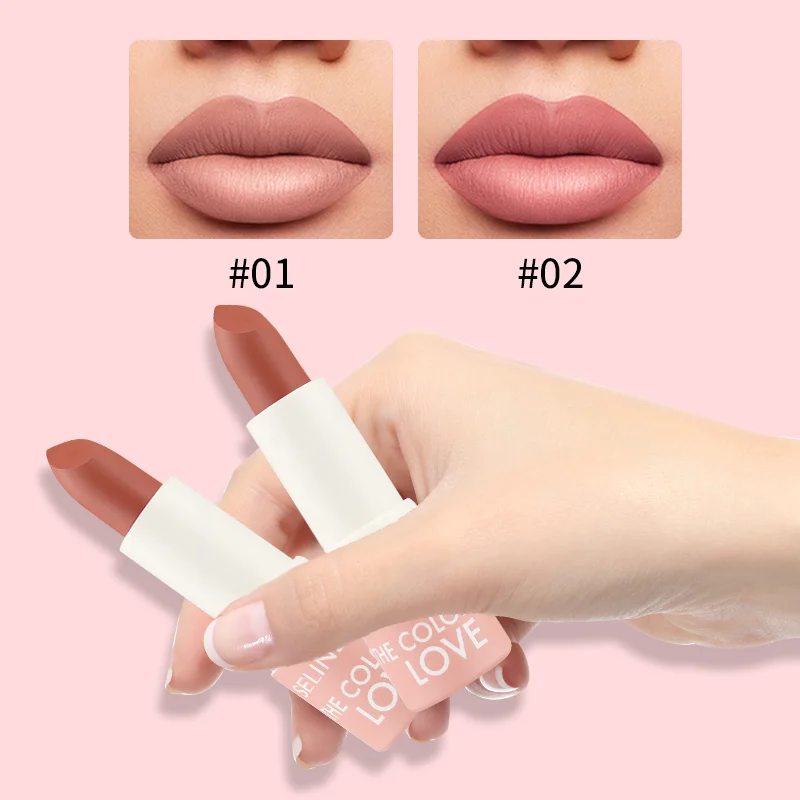 Oem 6 Colors Warm Bright Sweet Love Matte Lipstick Silky Misty Mud Smooth Moisturize Red Lipstick for Dark Skin