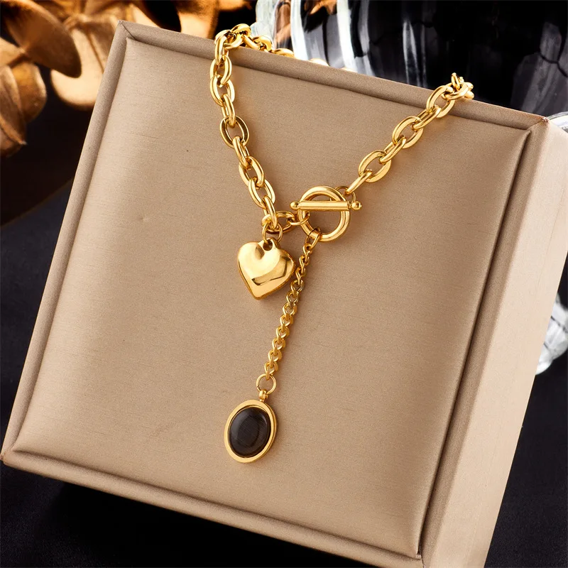 18K Gold Plated Tassel Necklace - Trendy Link Chain