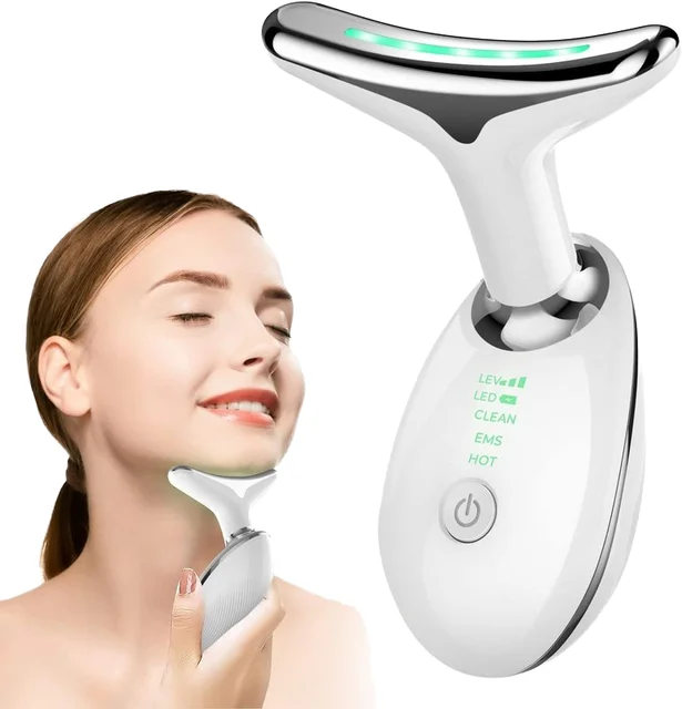 Hotselling Beauty Equipment Red Light Therapy Device LED Photon Neck Massager Electric EMS Face Lifting Device