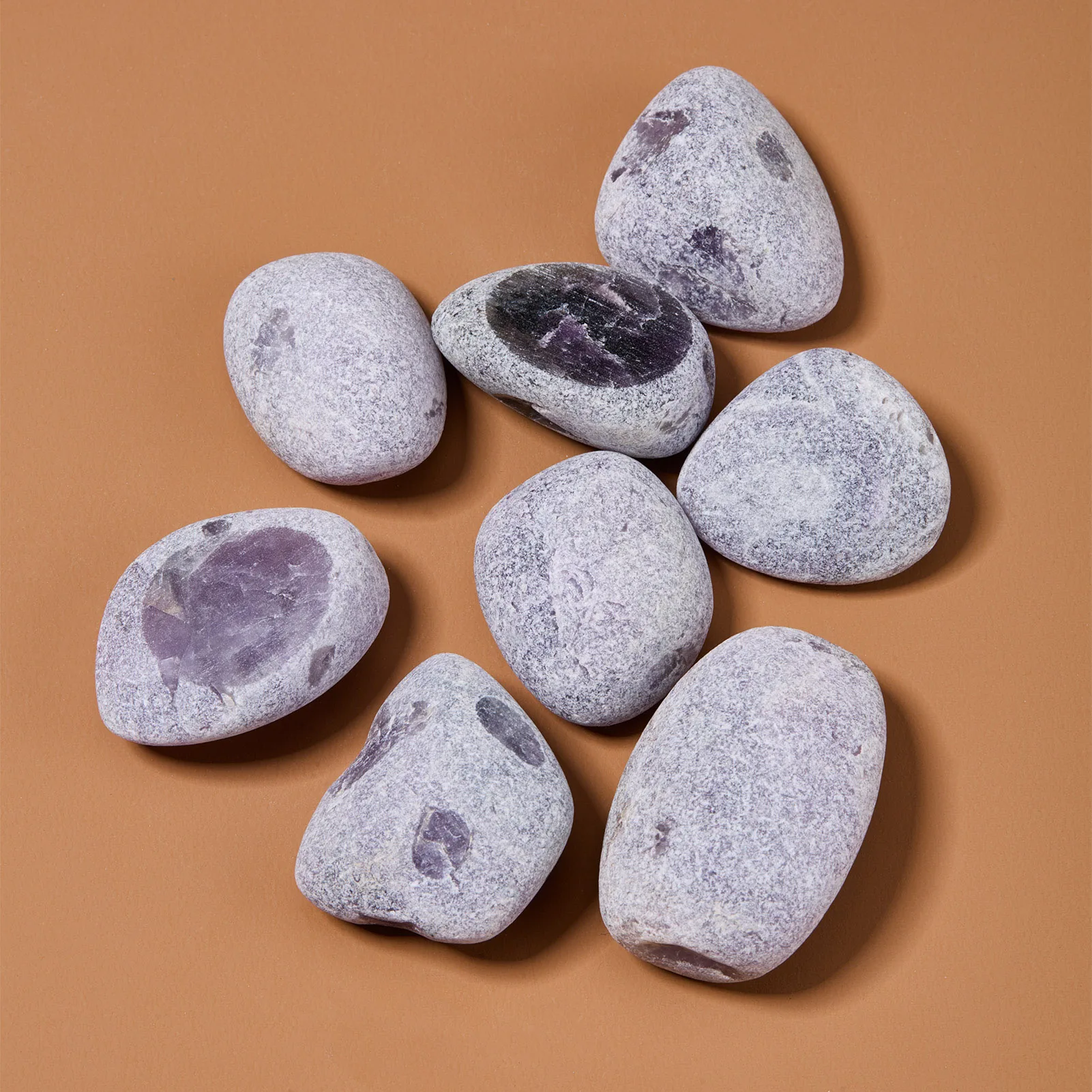 Cross-cut Amethyst Crystal Ema Eggs For Natural Decoration, Oem