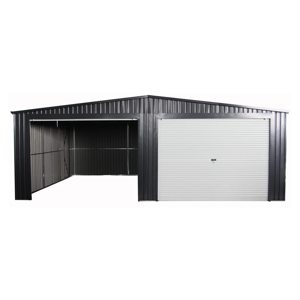 21x16  Big Sized Prefab Metal Garage Shed With Rolling Aluminium Door for 2 Cars