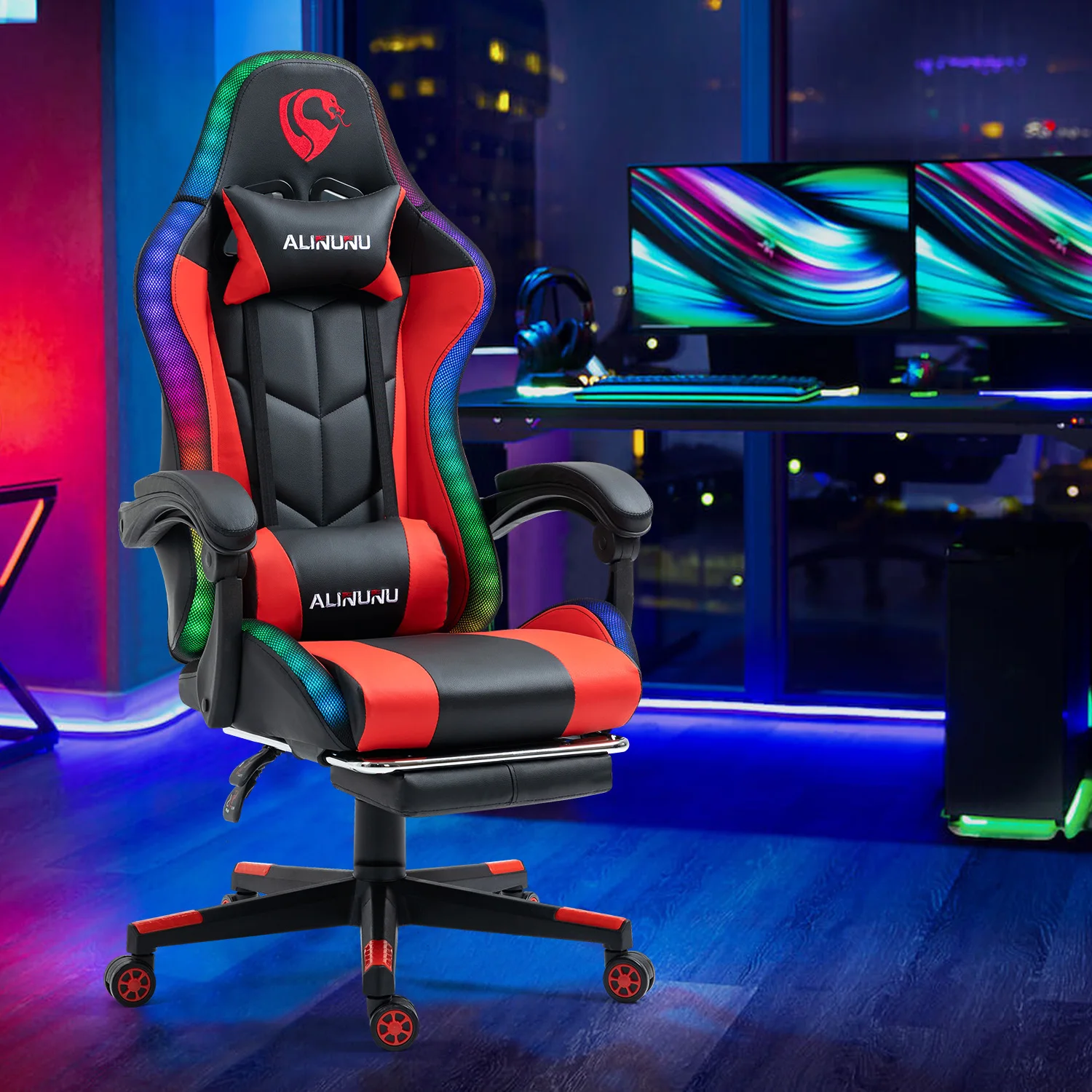 High Quality RGB Racing Computer Gaming Chair LED Game Chair with Speakers and Massage