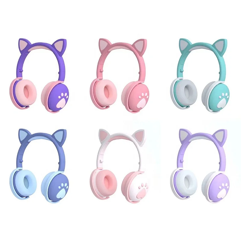 High Quality Auricular LED Wireless Headset Cat Ear Headphones Headset Earphones for Girl Party Gift Audifonos Gato Para Celular