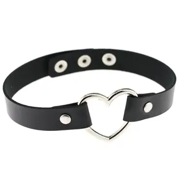 Creative Heart Choker Necklace Vintage Rock Fashion Collar Punk Gothic Style Heart Rivet Leather Choker Necklace Jewelry
