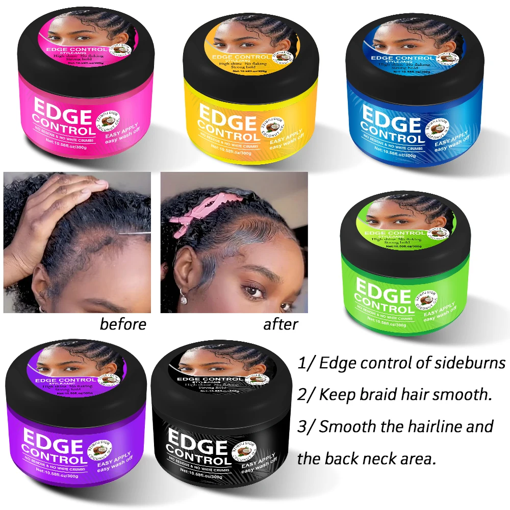 New Arrival Edge Control for Women Easy Wash Hair Wax Yellow Color 300g Gel