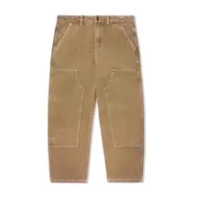 Customized Washed Double Knee Work Pants Embroidery Patch Distressing Stitching Baggy Fit Wide Leg Cargo Trouser Pants