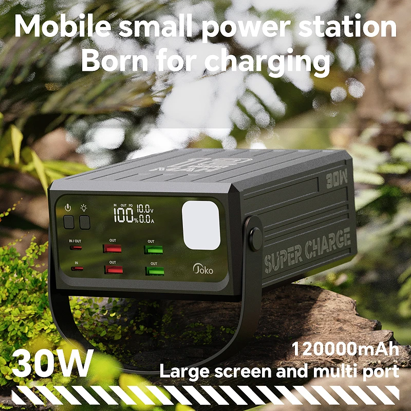 JOKO 120000MAH High Capacity Power Bank with LED Display Flashlight and  Multi-Function High-Efficiency Portable Power Station
