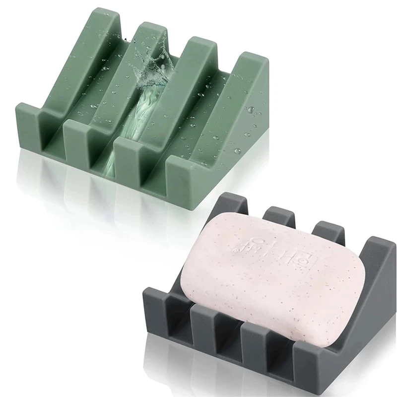 Silicone Soap Dish Tilt Drain Soap Box Bath Sponge Storage Rack Soap