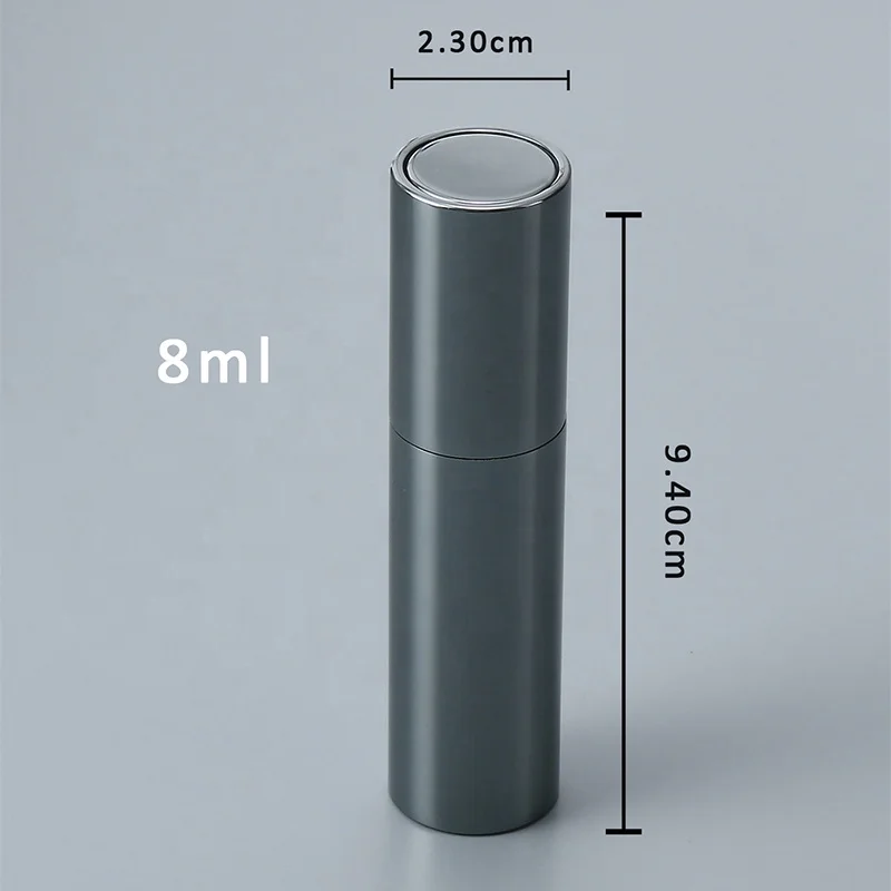 RTS Round 8ml Twist up Metal Spray Bottle Aluminium Mini Pocket 8ml Portable Refillable Perfume Atomizer
