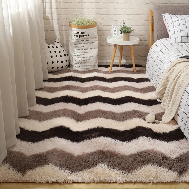 Alfombras peludas de colores para dormitorio de niñas, alfombra peluda de  colores teñida, suave, para sala de estar, gran oferta