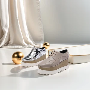 2026 Fashionable Genuine Leather Platform Flat Shoes Spring Autumn Winter Printed Feature Inspired New Design Anti-Slip Rubber