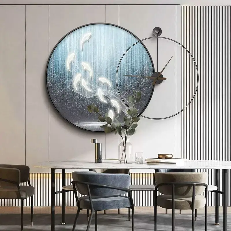 Маленькие белые рыбки Современные Простые круглые декоративные настенные часы картина может быть настроена