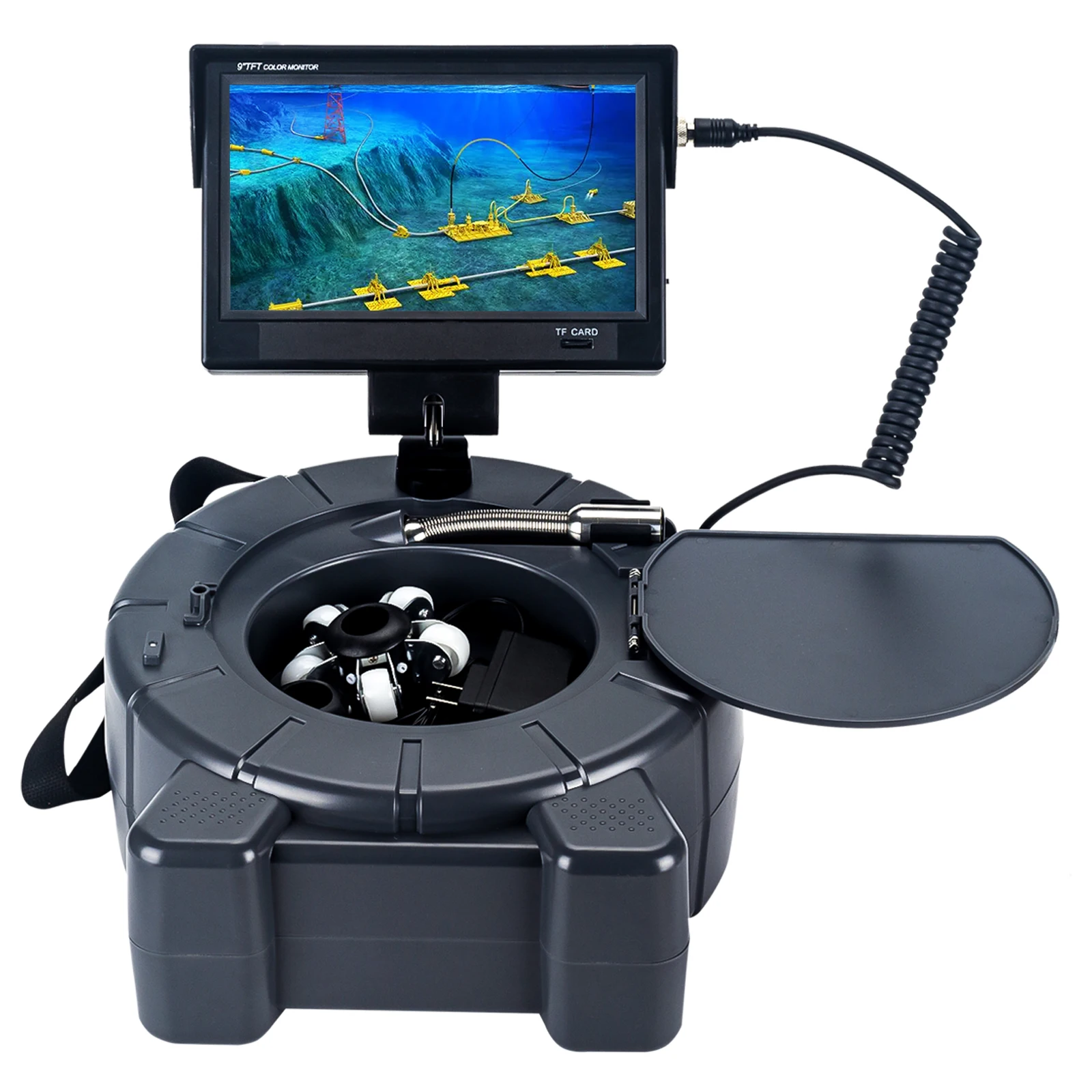 9Inch HD1080P Touch Screen Sewer Camera with512Hz Sonde&Self-leveling&Meter Counter for Home pipeline Inspection