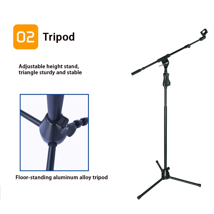 Professional Tripod Custom Microphone Stand Design Table Mic Stand Folding