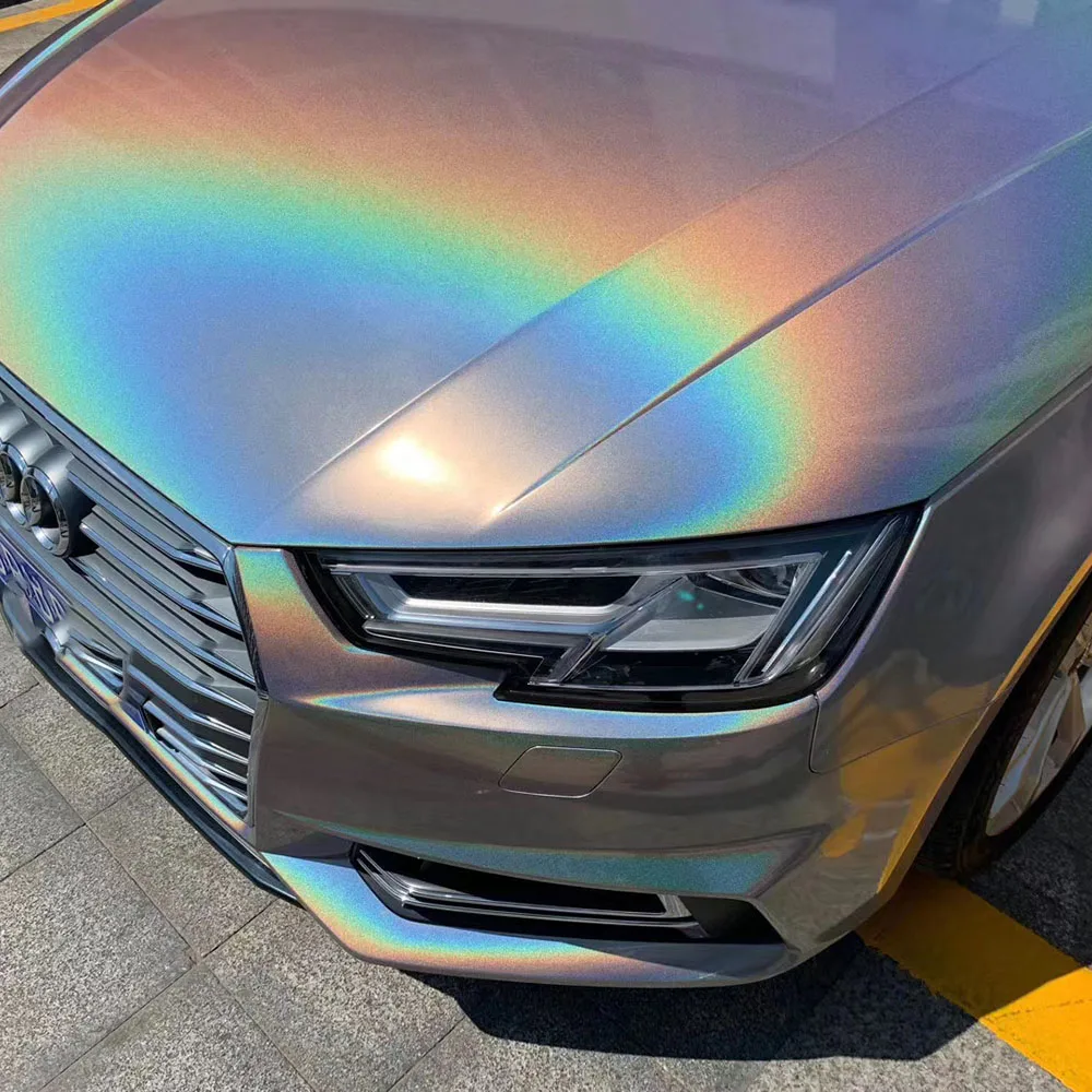 Source TSAUTOP ROHS 1.52*18m Iridescence 3D Rainbow Laser Vinyl Car Wrap  Dark Grey on m.
